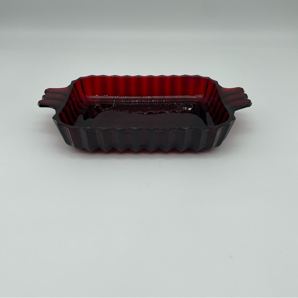 Anchor Hocking Ruby Red double handle starburst dish - Picture 2 of 7